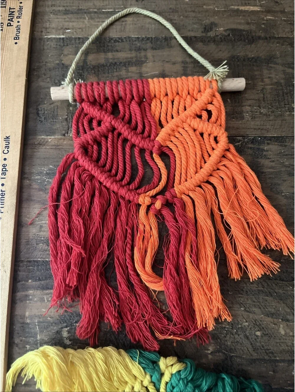 Handmade Macrame Rainbow Hanging 3 Piece Heart Boho Home Nursery Decor Pride
